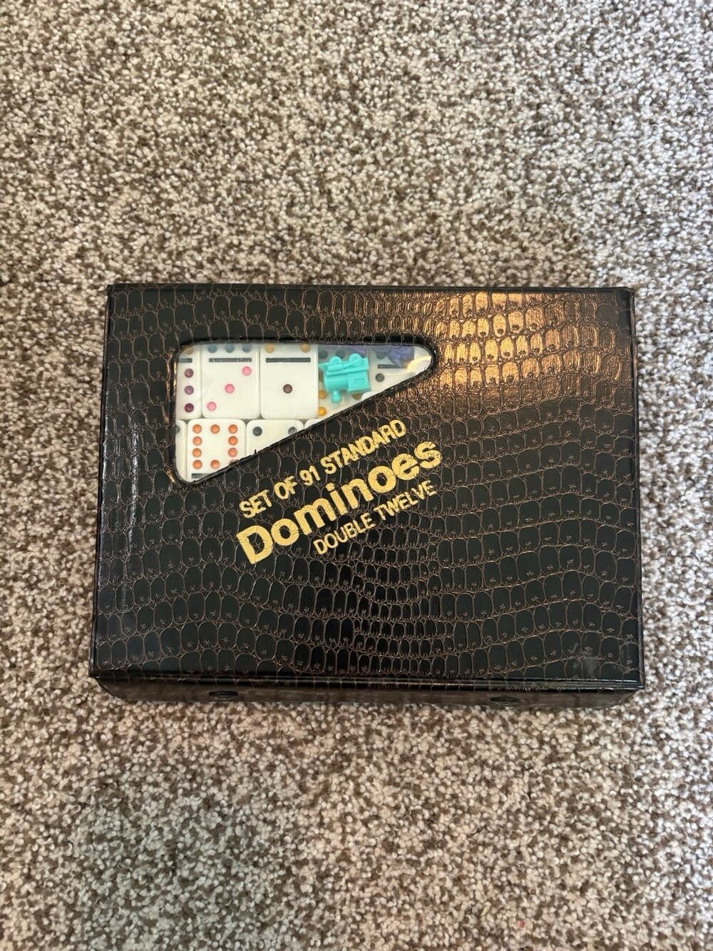 Vintage Dominoes Set of 91 - Standard Double Twelve Marbleized - In Vinyl Case